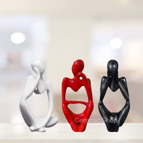 Image of Ceramic Shop Monk (Letter Modern Art Man showpiece(Red Black White Gloss Finish))