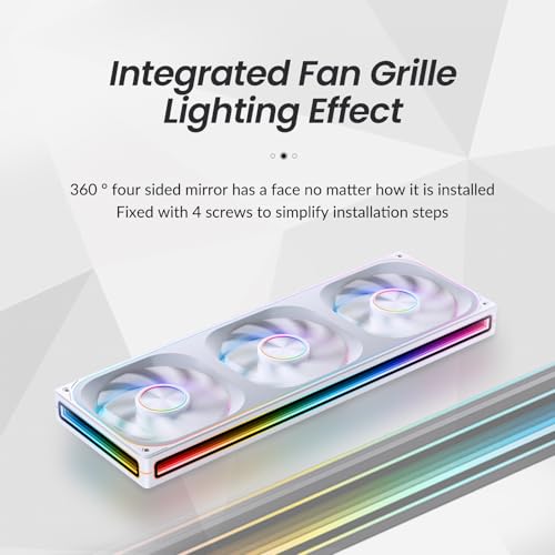 Image of JONSBO ZA-360W PC Case Fan,All(3)-in-One,Single Frame Unit 120mm ARGB,PWM, Silent Computer Fan with 4-Sides Infinity Mirror 2400RPM,28mm Thick Multiple Led Beads, Installation Ref to Tips