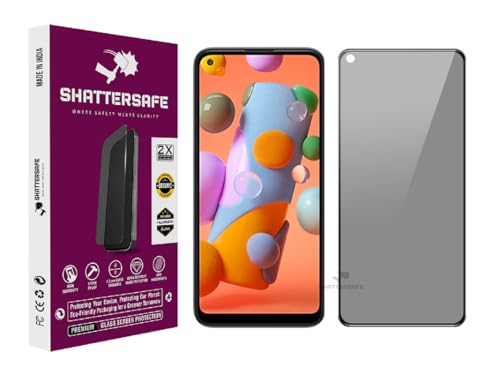 Image of Anti-Spy Privacy Tempered Glass Compatible For Samsung Galaxy A11 / M11 [Pack of 1]. 9H Hardness, Anti-Scratch, Edge-to-Edge Protection With Easy Installation Kit & Case Friendly Fit.