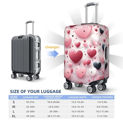 Luggage Cover for Travel Elastic Suitcase Cover Heart Shaped Pattern Luggage Covers Fashion Suitcase Protector Thickened Baggage Cover Dustproof Suitcase Sleeve Fits 18-32 Inch Luggage2
