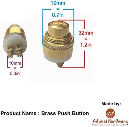 Adonai Hardware Decorative Rectangular Brass Bell Push or Door Bell or Push Button - Antique Brushed Nickel