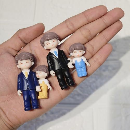 Image of Miniature Cute Father Son Figurine PVC Showpiece for Home Decor Miniature Garden Dollhouse Accessory Fairy Garden Decoration Collectible Gift