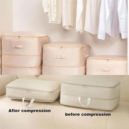 Ultra Space Saving Self Compression Organizer, Accompanyk Organizer, Heavy Duty Moving Bags, Otherwisie Space Saver Garment Bags (beige, Large)2