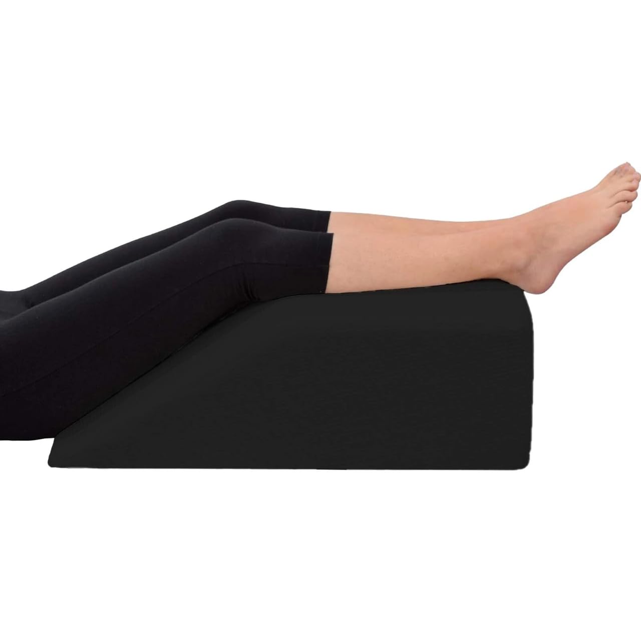 JEANTRADER'S Memory Foam Leg Elevation Pillow Wedge with Quilted Washable Cover Leg Rest Cushion for Bed Rest Recovery & Comfort (Black)