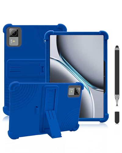 Image of OAZSWGG Case for UBDXBD Z90 Tablet 10 Inch - Blue Shockproof Silicone Cover with Adjustable Stand + Bonus Stylus Pen, Anti-Slip Full-Body Protection