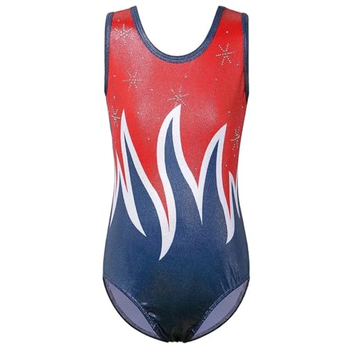Maillot De Gimnasia Leotardos Leotardo de gimnasia for adolescentes for niñas, mono de Ballet con estampado de llamas, traje de práctica de bailarina sin mangas Gymnastics Leotards For Girls(B277 RedB