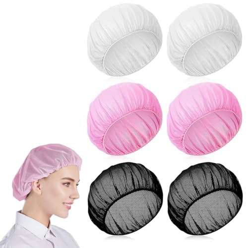 Photo de Lot de 6 filets à cheveux de cuisine, bonnet de cuisine, filets à cheveux, unisexe, Réutilisables, Lavables, Réglables Chapeaux Élastiques, pour la cuisine, l'industrie alimentaire et l'hygiène