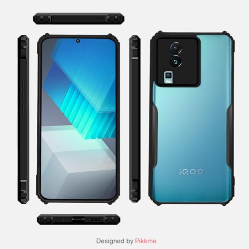 Image of Outlouders Back Cover for iQOO Neo 7 5G | Ultra Hybrid Transparent | Full Camera Protection | Raised Edge | Crystal Clear Bumper Case(Black)