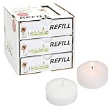 Candelo 54er Set Eco Refill Kerzen Ambiente – Teelichter Weiß – Wachsrohlinge ohne Hülle zum Nachfüllen – Teelicht ohne Duft – 6 Std. Brenndauer
