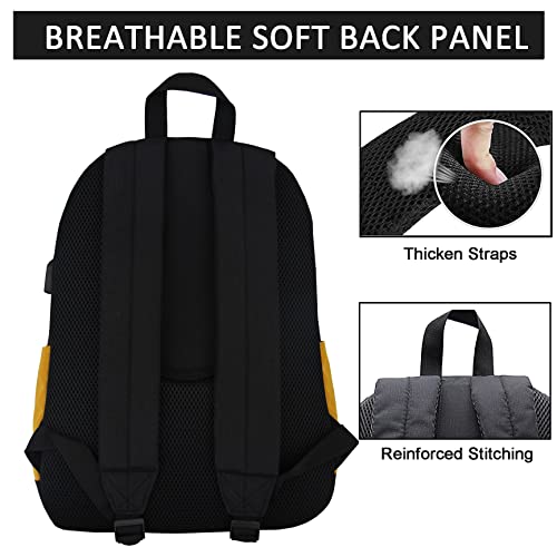 Supacool Lightweight Casual Laptop Backpack With Usb Charging Port For For Men And Women, Backpack For College (Full Black And Yellow) #TOP5
