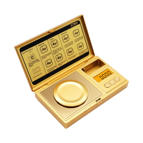 Image of ATOM A207 Digital Pocket Weighing Scale (50 g) | Small Weight Machine for Jewellery, Gold, Kitchen & Gram Measuring | 0.001 g High Precision with Tare, Unit Conversion & Weighing Pan, Battery Operated