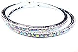 Crystal Iridescent Silver Tone Rhinestone Hoop Earrings 3 inch Hoop Earrings