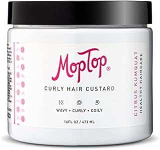 MopTop Curly Hair Custard Gel for Fine, Thick, Wavy, Curly & Kinky-Coily Natural hair, Anti Frizz Curl Moisturizer, Definer & Lightweight Curl Activator w/ Aloe, great for Dry Hair, 16 oz.