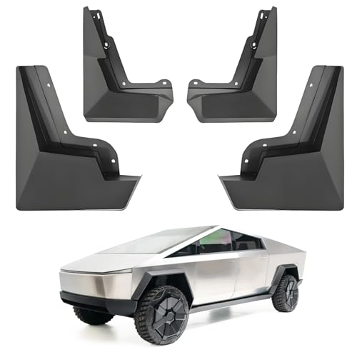 Image of Mud Flaps for 2025 Tesla Cybertruck Accessories- No Drilling Required, All-Weather Mud Guards Body Kits, Black, Set of 4 (for Cybertruck 2024-2025)