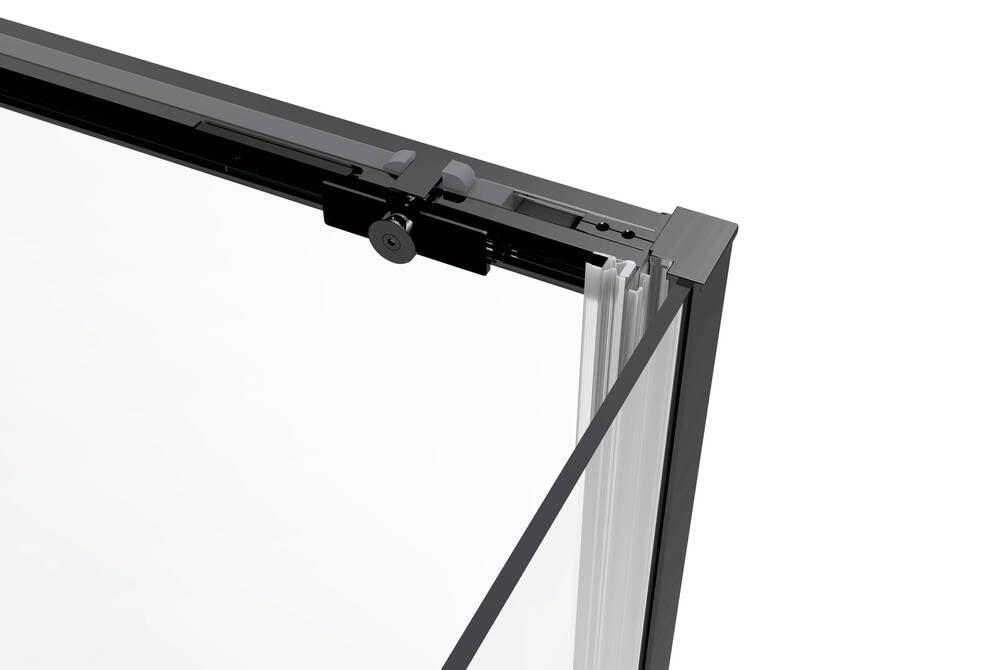 GME - Mampara Ducha Frontal Negra Mate 120cm 1 Fija + 1 Corredera + 80cm Panel Lateral Fijo | Mampara de Cristal Reversible 6mm con Ancho Adaptable y 195cm de Altura