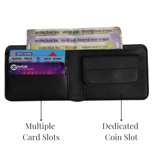 Image of ncgifts Men's Customized Wallet I Personalised Slim Stylish Leather Purse with Name & Charm I Unique Birthday Anniversary Gift for Men Boy Love Husband Employees Clients (Black)