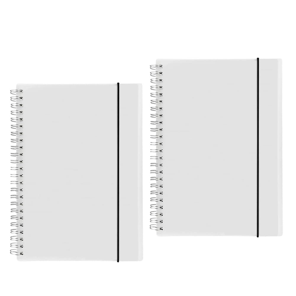 Shulaner A5 cuaderno de espiral, 160 páginas líneas, cubierta de PP wirebound notebook con paquete de cinturón elástico, Pack de 2