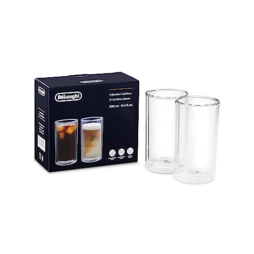 De'Longhi Cold Brew Gläser DLSC325 Doppelwandige Thermogläser, 2er-Set, Spülmaschinengeeignet, Fassungsvermögen 300 ml, Ideal für kalte und warme Kaffeegetränke