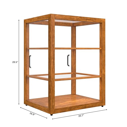 Image of KoolMore 21 in. Upright Light Wood Countertop Dry Bakery Display Case, Bread, Cake and Pastry Display with Tempered Glass