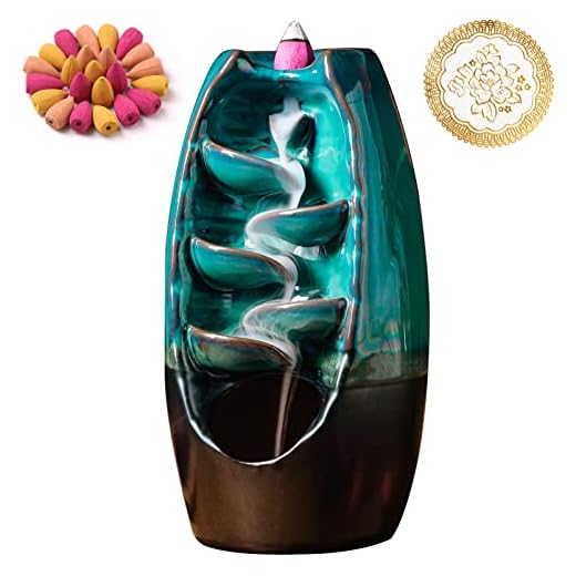 INONE Ceramic Waterfall Incense Burner - Cyan