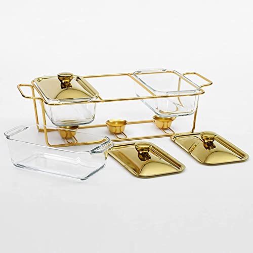 Chafing Dish Buffet-Set, rechteckig, Edelstahl, Chafers und Buffet-Wärmer Sets mit Tabletts, Pfannendeckel, Rahmenständer für Küche, Party, Bankett, 3 x 1,5 l – Bild 5