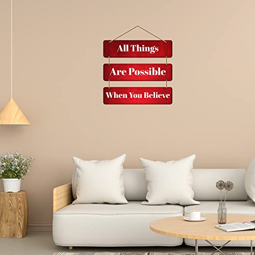 Image of Artvibes All Things Are Possible When You Believe Printed Wooden Wall Hanging | Quotes Decor Item | Motivational Wall Decor | Wall Poster | Gift Items | Office Wall Decoration Items (WH 5309N)