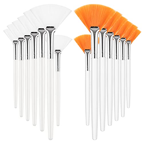14 PCS Facial Brushes Fan Mask Brushes, Facial Mask Applicator Brush Soft Fan Brushes, Acid Applicator Brush Mask Acid Applicator Chemical Peel Brush Makeup Brushes Makeup Tools for Peel Mask Makeup