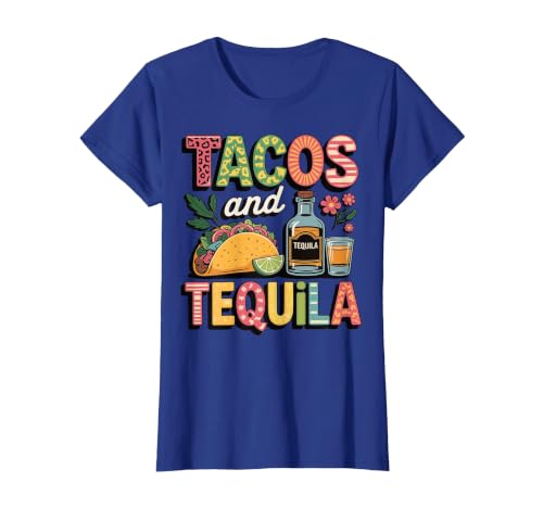 Tacos and Tequila T-Shirt, Women, Royal Blue, Small