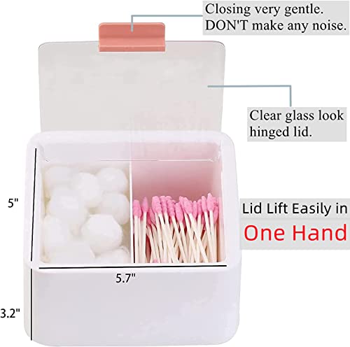 Tecbeauty 2 Slot Cotton Swab Ball Qtip Holder Jar Plastic Container Dispenser Box With Hinged Lid For Bathroom Home Storage Organizer #TOP2