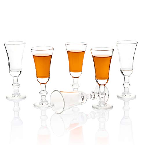 Cordial Glasses,1 OZ Lead-Free Limoncello Glasses, Clear Aperitif Glasses Set of 6