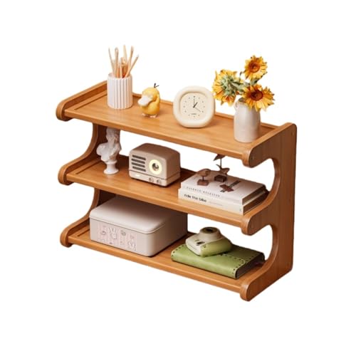 BRZU 多層収納架 デスク用スタンド コップ架 オフィス・家庭用 キッチン用品収納 ティーポット・コーヒーカップ置き デスク上ティーセット収納 ホームグッズ収納架 (三層テーブルラック,50cm)