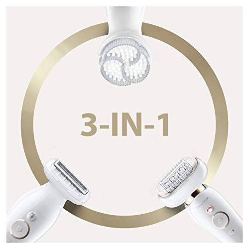 Braun Epilator Silk-épil 9 9-030 with Flexible Head, Facial Hair Removal for Women and Men, Hair Removal Device, Shaver & Trimmer, Cordless, Rechargeable, Wet & Dry, Beauty Kit with Body Massage Pad