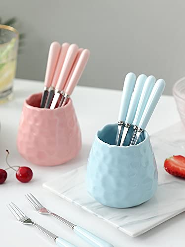 Fourchette de dessert en acier et base céramique verte pour gâteau - 3