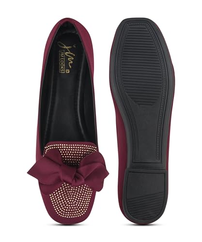 Image of JM LOOKS Crystal Studded Loafer Flats Featuring Elegant Double Layered Bow and Modern Square Toe