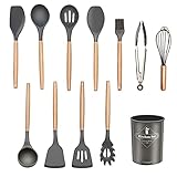【Einfache Bedienung und Aufbewahrung】 An jedem Ende der Utensilien befindet sich eine Aufhängeöse zur einfachen Aufbewahrung. Die Küchengeräte haben perfekt geformte Köpfe für eine effiziente und präzise Leistung. Diese Küchenhelfer konnten keinen Geschirrspüler.