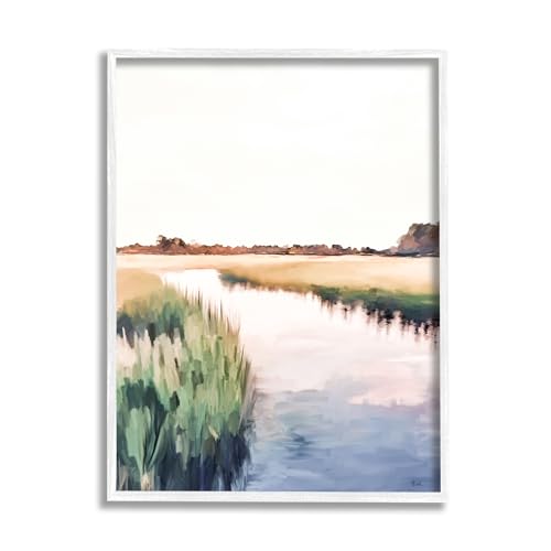 Image of Rural River Horizon Landscape, 24 x 30 Inch Framed Giclee Print