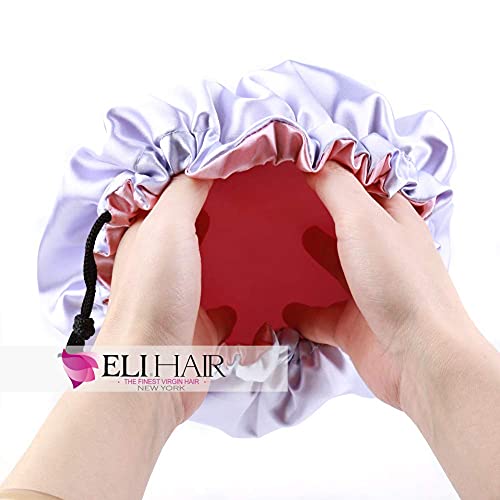 Image of Stain Bonnet Silk Sleep Cap Adjustable Satin Cap for Night Sleeping Hair Bonnet Reversible Double Layer