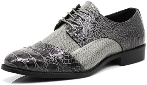 Image of STW Men's Alligator Crocodile Print Oxfords Fashion Lace Up Dress Shoes