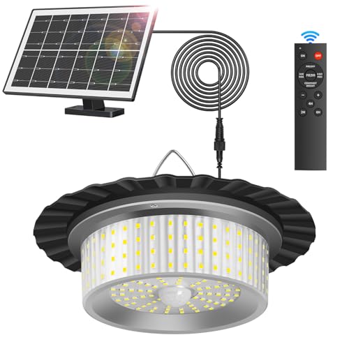 VOPHICHO Solar Shed Light Outdoor Indoor, Upgrade 244 LED 360&deg; Lighting Motion Sensor Pendant...