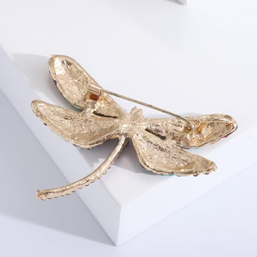 Image of Dragonfly Brooch and Pins for Women Enamel /Rhinestone Crystal Dragonfly Animals Brooches Jewelry for Mom Wife Elegant Dress Accessories Birthday Gifts