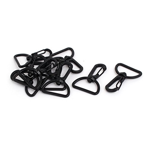 Aexit 25mm Metal Home Hardware D-Ring Swivel Snap Hook Lobster Trigger Clasp Clip Black 10pcs Model:64as652qo492