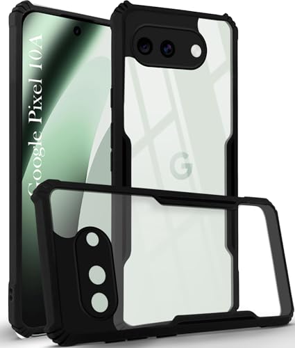 Image of Jkobi Hybrid Back Cover Case for Google Pixel 10a (Shockproof with Polycarbonate Clear Panel | Professional Black)