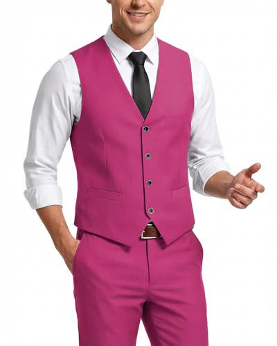 Image of MY'S Men's 2-Piece Suit, Vest Pants Set for Men, Casual Waistcoat with Tie for Prom Wedding Homecoming