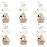Taille du produit: chaque décoration de la décoration de cupcakes Blue Bow Goose mesure environ 9x8cm, ce qui en fait la taille parfaite pour compléter vos cupcakes, gâteaux ou autres desserts.
