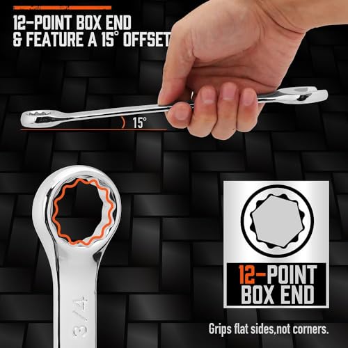 HORUSDY 11-Piece SAE Wrench Set | Combination Wrench Set with Organizer | 12 Point | 1/4" - 3/4" | Chrome Vanadium Steel 4 HORUSDY 11-Piece SAE Wrench Set | Combination Wrench Set with Organizer | 12 Point | 1/4" - 3/4" | Chrome Vanadium Steel - Image 4