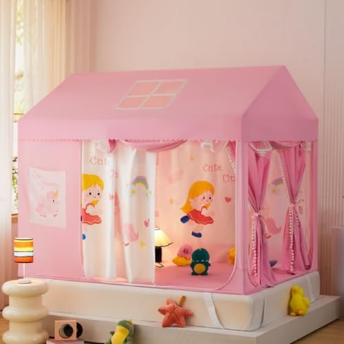 JOGIO キッズテント 子供テント 室内遊具 お庭で遊園地気分 子供用ティピーテント 睡眠テント 室内用 屋内用テント 簡単に組立 ポータブル 秘密基地 室内遊具 軽量 通気性 家庭保育園幼稚園に適用 お誕生日&クリスマスプレゼント 窓とドアのある室内の