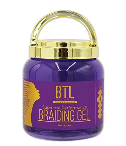 BTL Braiding Gel Supreme 72 Oz Bulk Super Size Jar - Ultimate Hair Styling Solution for Braids Locs & Twists | Long-Lasting Strong Hold | Non-Greasy & Lightweight Formula | Natural Ingredients