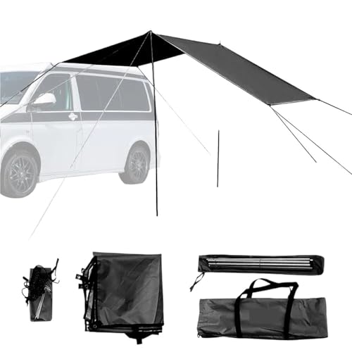 88JUNYh Portable Car Awning Universal Awning Sun Canopys Sunshadse Waterproof for Motorhome Van Campervans Adjustable Awning Black Shelter Sunshades