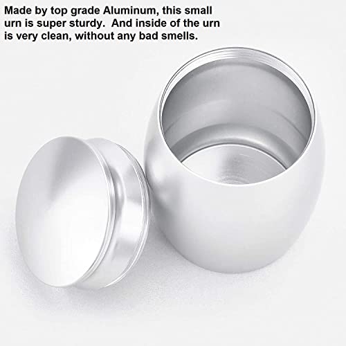 Image of Small Silver Metal Cremation Urn for Human or Pet Ashes | 2.7Inch Mini Urns for Human Ashes Adult Male /Female with Angel Wings
