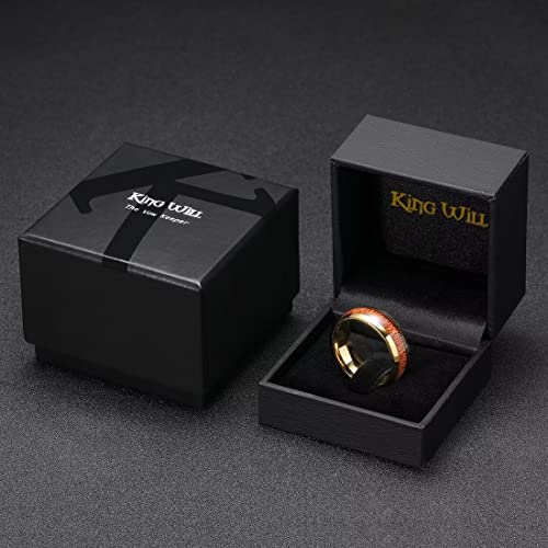 Image of King Will Nature Koa Wood Inlay Tungsten Carbide Wedding Ring 8mm Silver /Black /Gold /Green /Rose Gold /Blue Wedding Band for Men High Polished Anniversary Rings Comfort Fit Size 6-15
